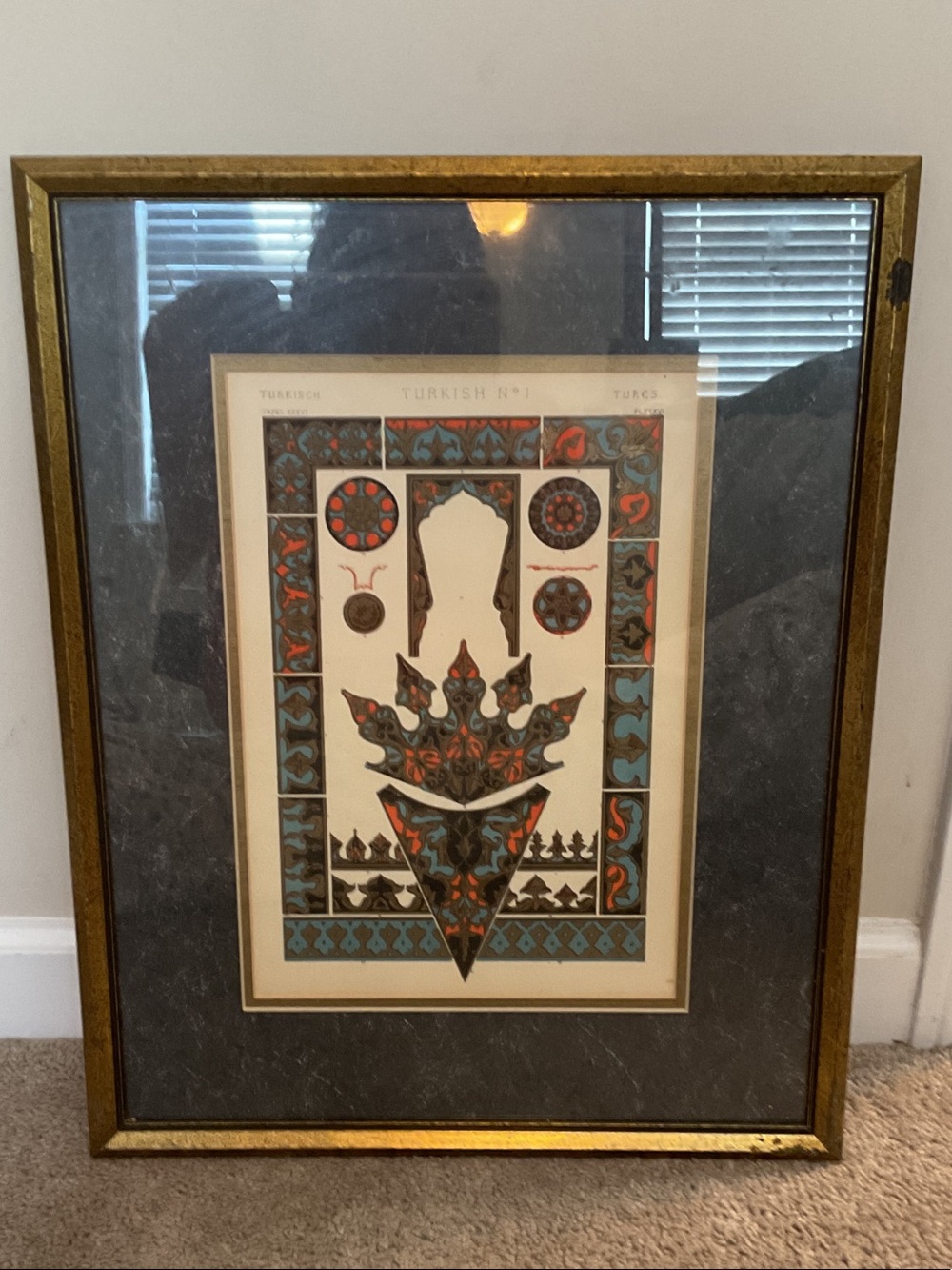 Framed Turkish-Inspired Blue & Orange Wall Art by